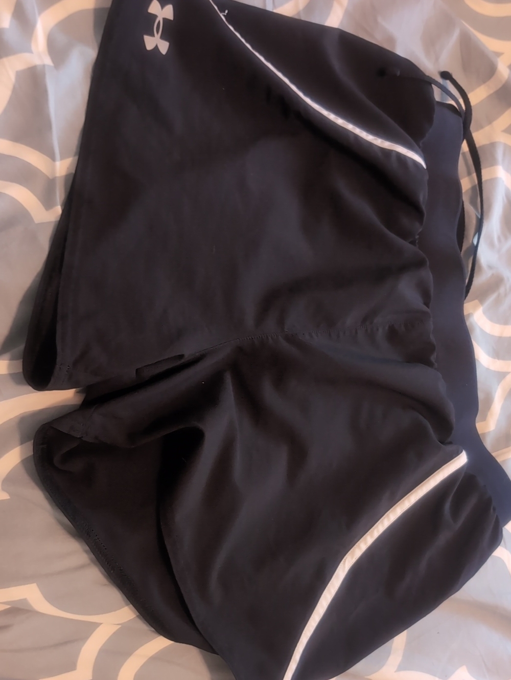 Under Armour Black Shorts with White Piping